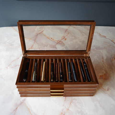 STYLO' Walnut Pen Box - 3 Drawer