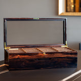 Ebony Wood Eyewear Organizer: 16-Compartment Sunglasses Display Case