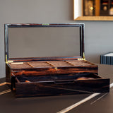 Ebony Wood Eyewear Organizer: 16-Compartment Sunglasses Display Case