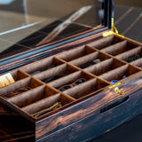 Ebony Wood Eyewear Organizer: 16-Compartment Sunglasses Display Case