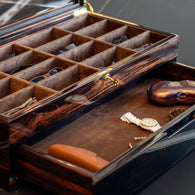 Ebony Wood Eyewear Organizer: 16-Compartment Sunglasses Display Case