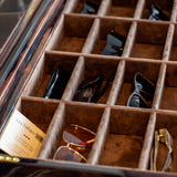 Ebony Wood Eyewear Organizer: 16-Compartment Sunglasses Display Case