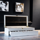 Lacquered Eyeglasses Organizer Box: 28-Slot Sunglasses & Watch Display Case