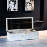 Lacquered Eyeglasses Organizer Box: 28-Slot Sunglasses & Watch Display Case