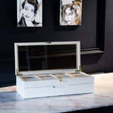 Lacquered Eyeglasses Organizer Box: 28-Slot Sunglasses & Watch Display Case