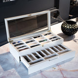 Lacquered Eyeglasses Organizer Box: 28-Slot Sunglasses & Watch Display Case