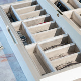 Lacquered Eyeglasses Organizer Box: 28-Slot Sunglasses & Watch Display Case