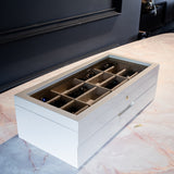 Lacquered Eyeglasses Organizer Box: 28-Slot Sunglasses & Watch Display Case