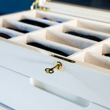 Lacquered Eyeglasses Organizer Box: 28-Slot Sunglasses & Watch Display Case