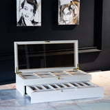 Lacquered Eyeglasses Organizer Box: 28-Slot Sunglasses & Watch Display Case