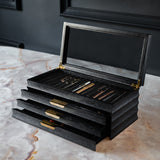 STYLO' Black Oak Pen Box - 3 Drawer