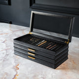 STYLO' Black Oak Pen Box - 3 Drawer