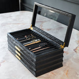 STYLO' Black Oak Pen Box - 3 Drawer