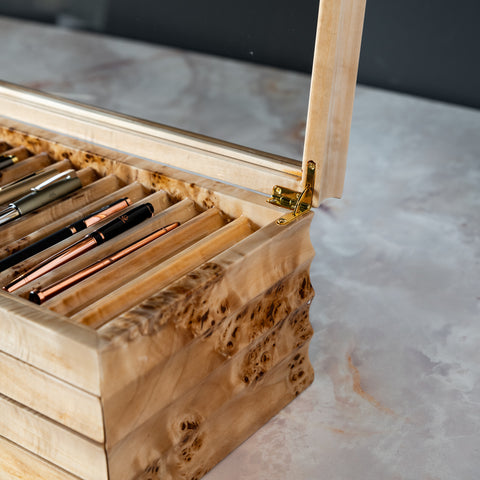 STYLO' Mappa Burl Pen Box - 3 Drawer