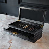STYLO' Black Oak Pen Box - 3 Drawer