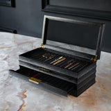 STYLO' Black Oak Pen Box - 3 Drawer