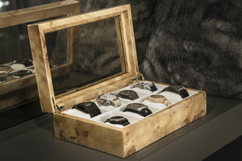 CARPE DIEM' Watch Box Mapa Burl White