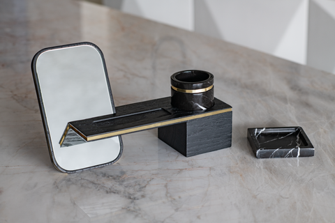 CYLO' Oak&Marble Makeup Organizer