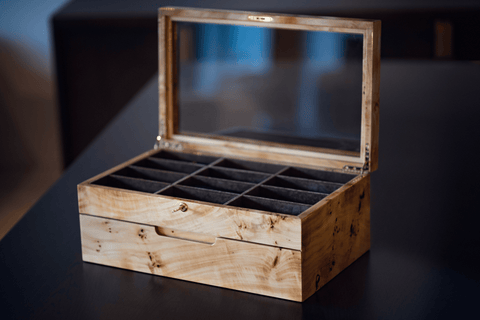 NIDO DI FARFALLE' Mapa Burl Eyeglasses Box