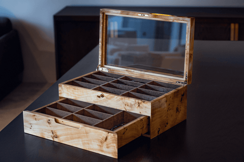 NIDO DI FARFALLE' Mapa Burl Eyeglasses Box