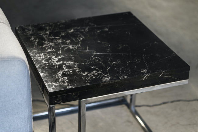 HE ' Alexander Black Marble Tall Side Table