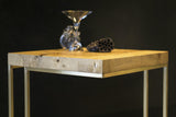 HE ' Mapa Burl Short Side Table