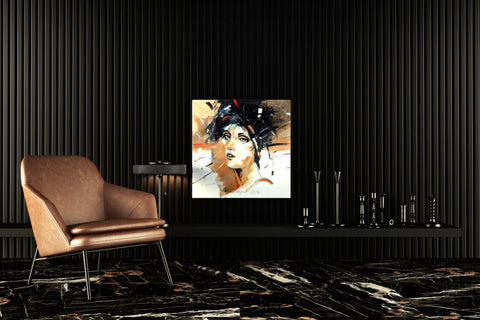 Celine | Abstract Woman Portrait On Canvas 27x27"