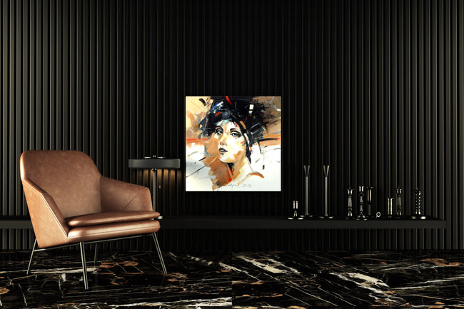 Celine | Abstract Woman Portrait On Canvas 27x27"