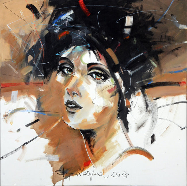 Celine | Abstract Woman Portrait On Canvas 27x27"