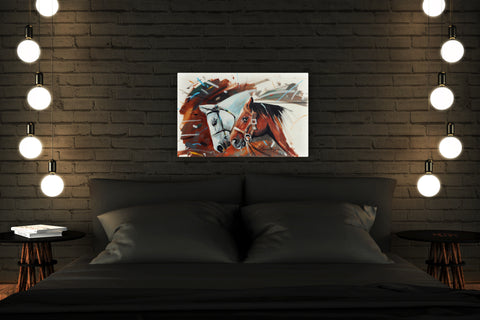 Motion #3 | Original Acrylic Horse Painting On Canvas 17x27"