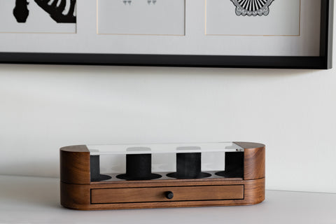 QUATRO' Walnut & Black Oak Watchbox with Drawer